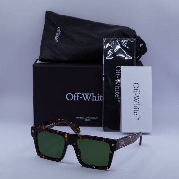 Off-White OERI109 LAWTON 6E55 Sunglasses Havana Square Frame, Green Lenses - Picture 11 of 11